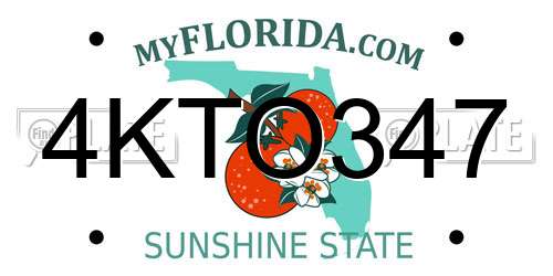 4KTO347 Florida License Plate
