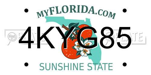 4KYG85 Florida License Plate