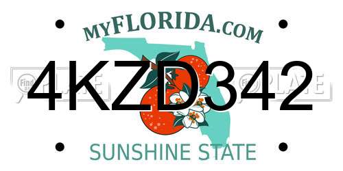 4KZD342 Florida License Plate