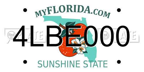 4LBE000 Florida License Plate