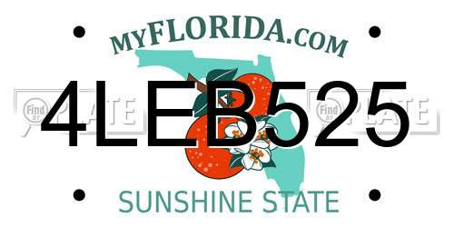 4LEB525 Florida License Plate