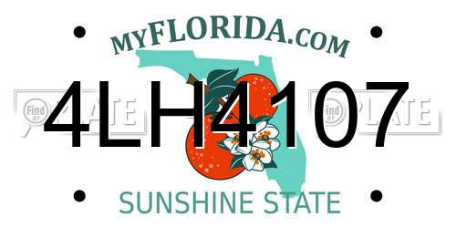 4LH4107 Florida License Plate
