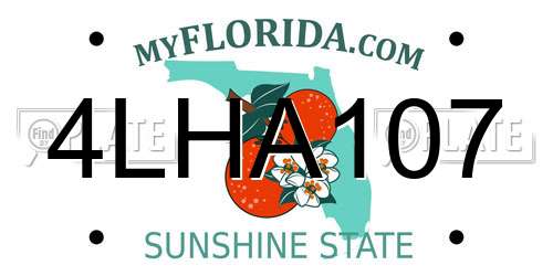 4LHA107 Florida License Plate