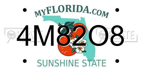 4M82O8 Florida License Plate
