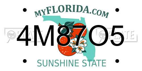 4M87O5 Florida License Plate