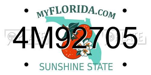 4M92705 Florida License Plate