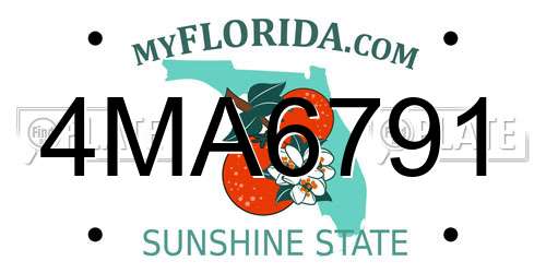 4MA6791 Florida License Plate