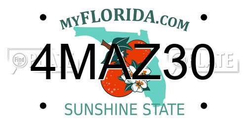 4MAZ30 Florida License Plate