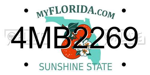 4MB2269 Florida License Plate