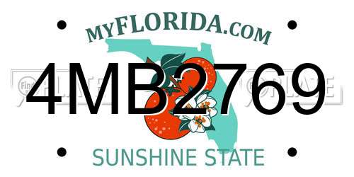 4MB2769 Florida License Plate