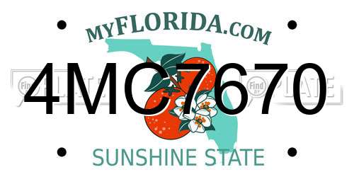 4MC7670 Florida License Plate