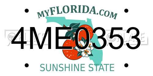 4ME0353 Florida License Plate