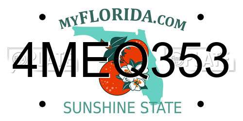 4MEQ353 Florida License Plate