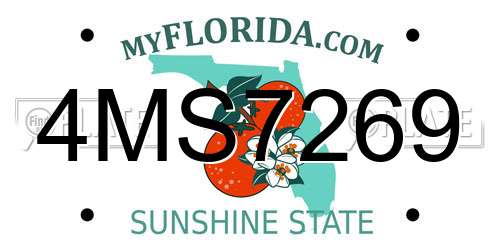 4MS7269 Florida License Plate