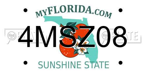 4MSZ08 Florida License Plate