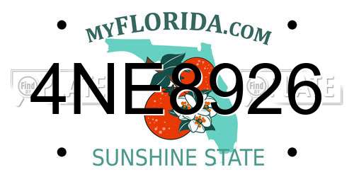 4NE8926 Florida License Plate