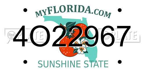 4O22967 Florida License Plate