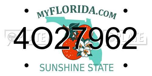 4O27962 Florida License Plate