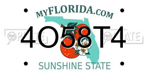 4O58T4 Florida License Plate