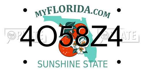 4O58Z4 Florida License Plate