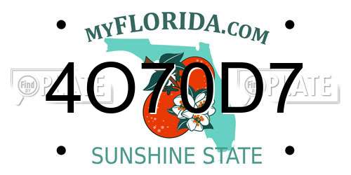 4O70D7 Florida License Plate