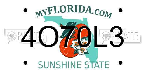 4O70L3 Florida License Plate