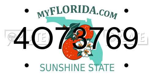 4O73769 Florida License Plate