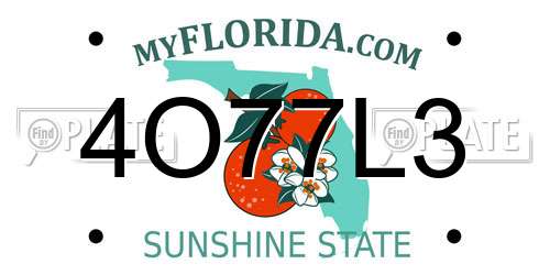 4O77L3 Florida License Plate