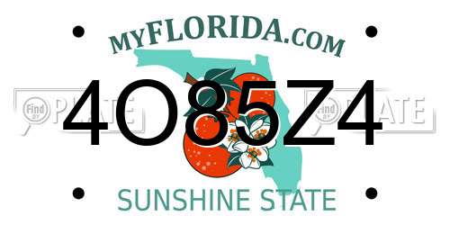4O85Z4 Florida License Plate