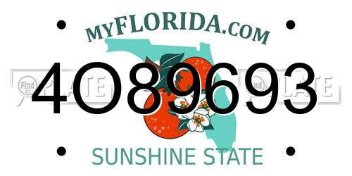 4O89693 Florida License Plate