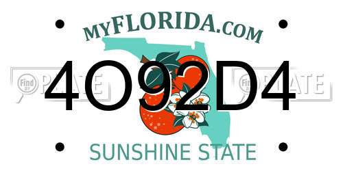 4O92D4 Florida License Plate