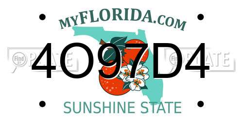 4O97D4 Florida License Plate