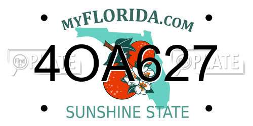 4OA627 Florida License Plate