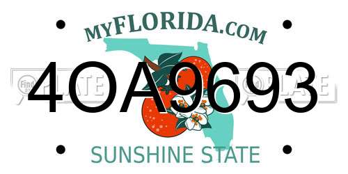 4OA9693 Florida License Plate