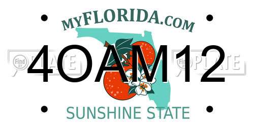 4OAM12 Florida License Plate