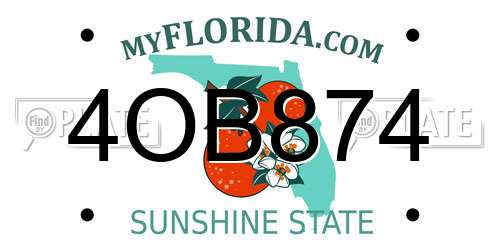 4OB874 Florida License Plate