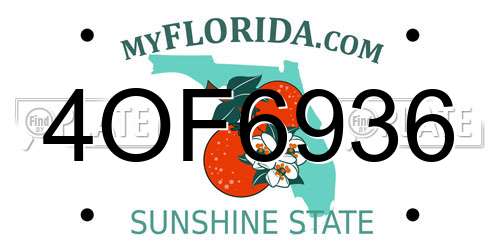 4OF6936 Florida License Plate