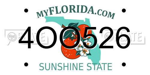 4OO526 Florida License Plate