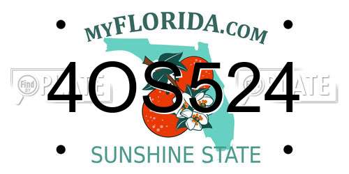 4OS524 Florida License Plate