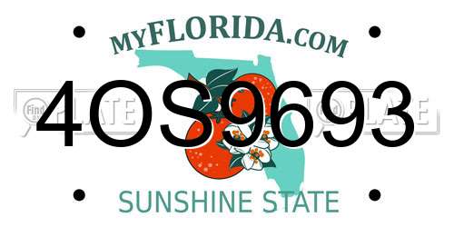 4OS9693 Florida License Plate