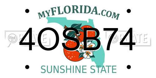 4OSB74 Florida License Plate