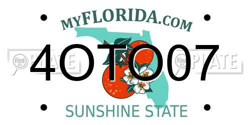 4OTO07 Florida License Plate