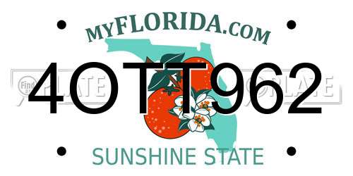 4OTT962 Florida License Plate
