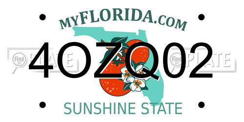 4OZQ02 Florida License Plate