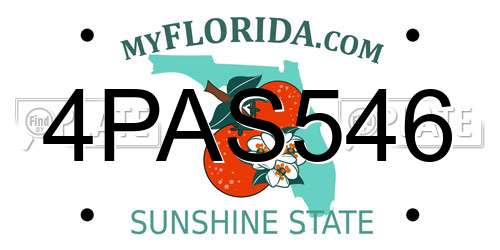 4PAS546 Florida License Plate