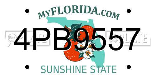 4PB9557 Florida License Plate