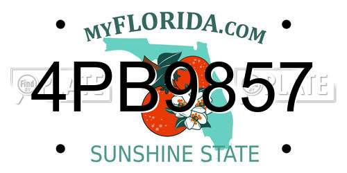4PB9857 Florida License Plate