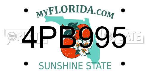 4PB995 Florida License Plate