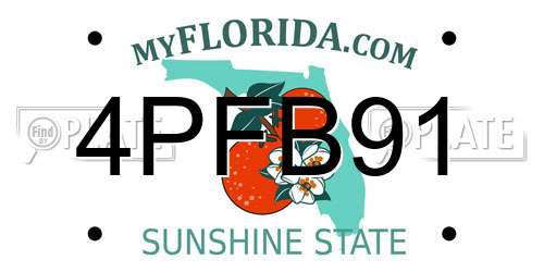 4PFB91 Florida License Plate