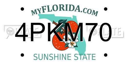 4PKM70 Florida License Plate